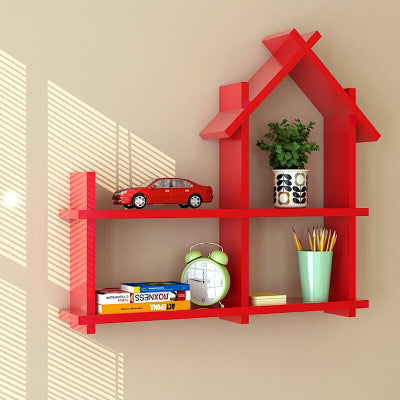 House-Shaped Wall Display Shelf with Open Compartments