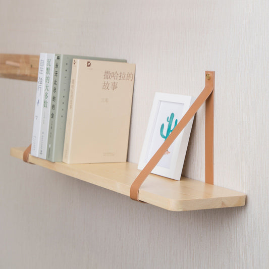 Pine Wall Shelf with Hanging Straps, 50 x 16 cm