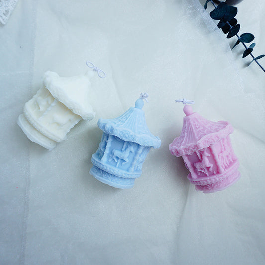Carousel Horse Silicone Candle Mold. Finished candle examples may be shown; wax, wicks and candles are not included.