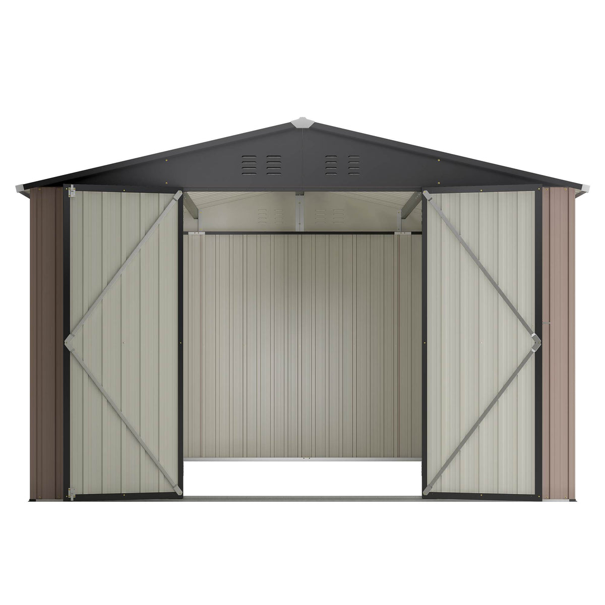 Brown Metal Garden Storage Shed