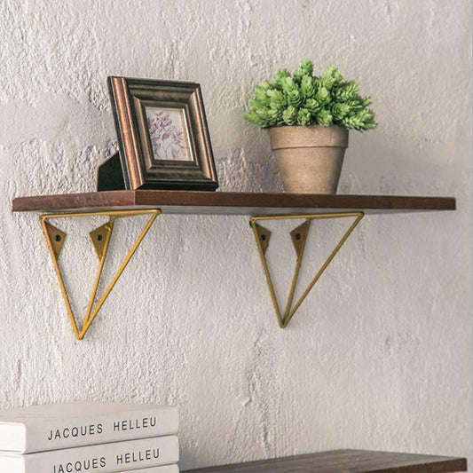 Wood Wall Shelf with Metal Triangle Brackets