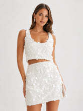 Maude Transparent Sequin Mini Skirt With Split - Ivory