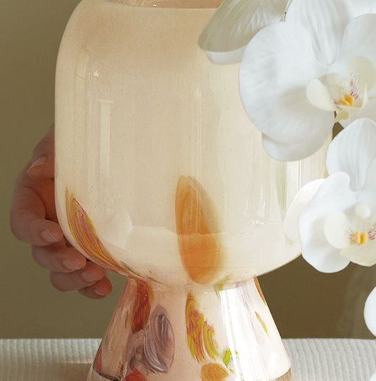 Decorative Glass Vase with Colorful Base