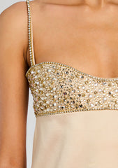 Champagne Embellished Party Mini Dress - Champagne - view 2