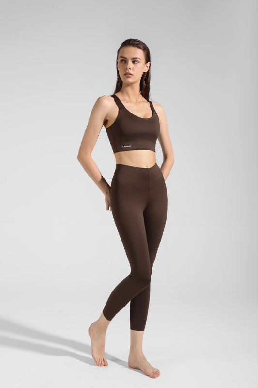 GlowBelle Tank and Leggings Set - Espresso Brown - Leggings