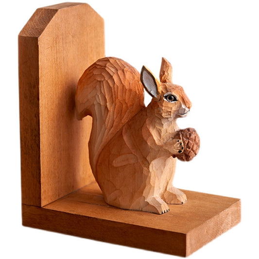 Pair of Wooden Squirrel Bookends