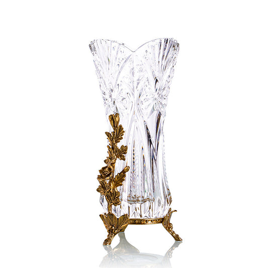 Clear Decorative Vase with Gold-Tone Branches