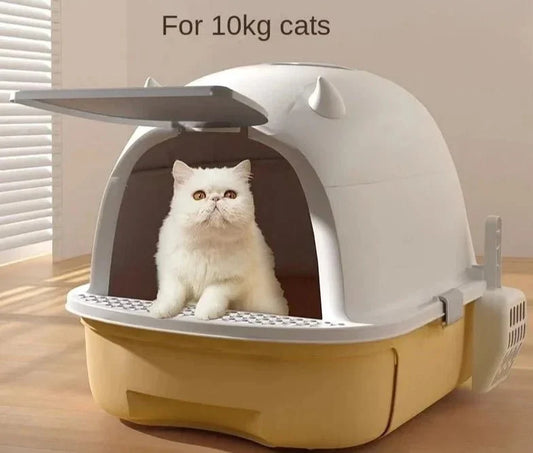 Cat-Ear Covered Litter Box with Pull-Out Tray - View 2