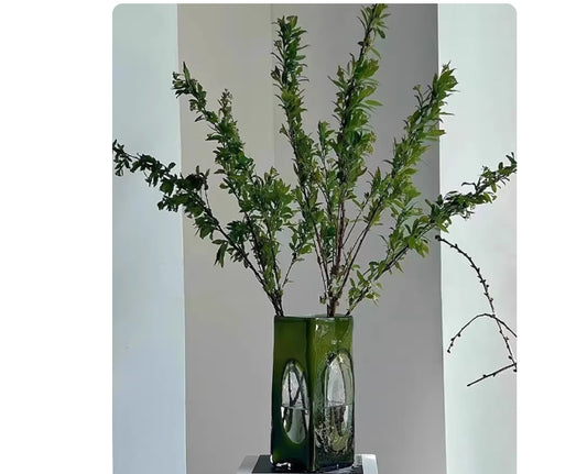 Green Rectangular Glass Vase