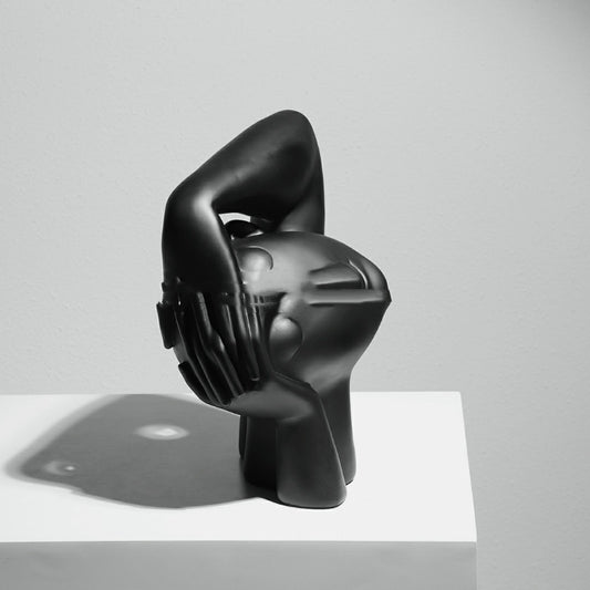 Black Abstract Face Sculpture