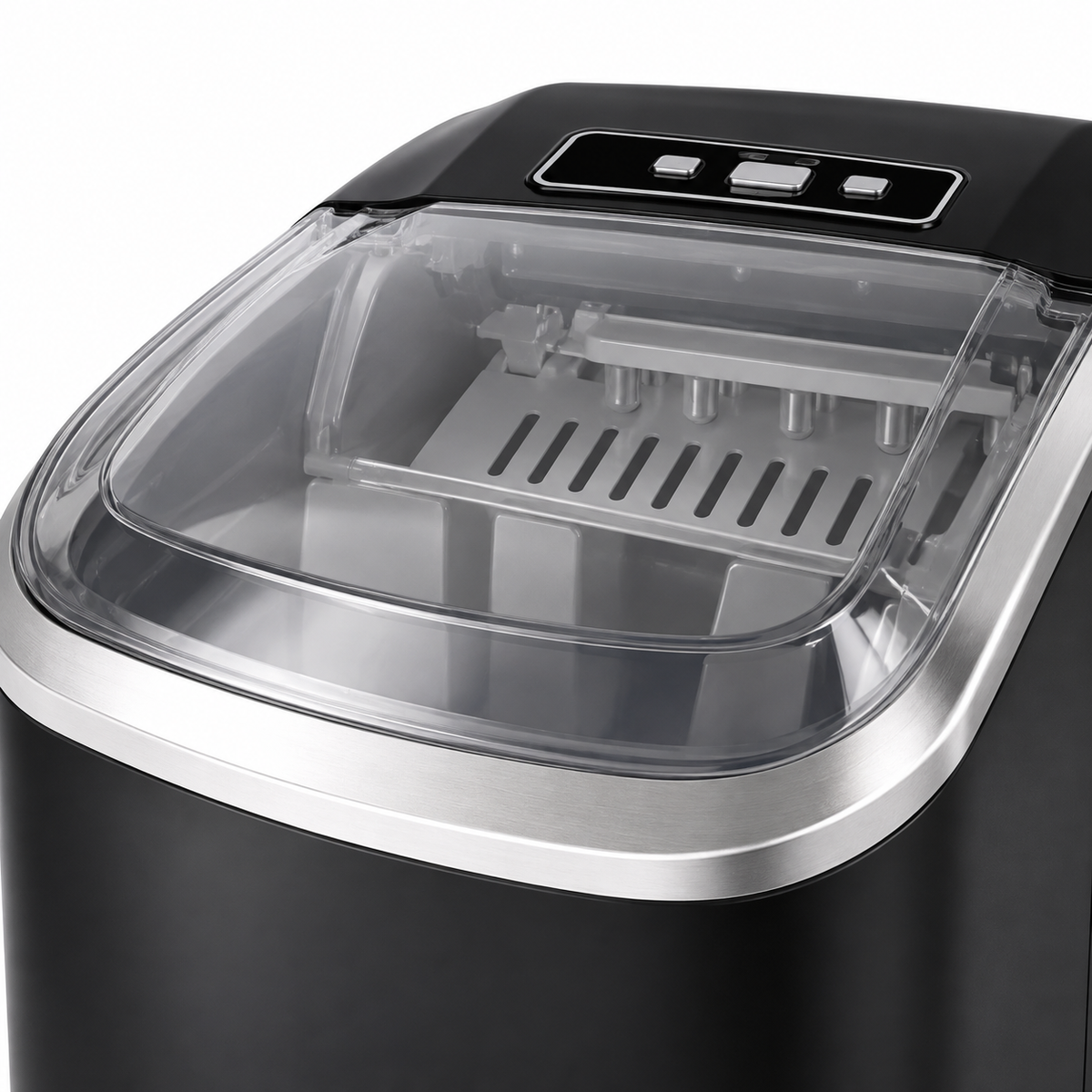 Black HZB-16M Countertop Bullet Ice Maker with Viewing Window - control and finish detail