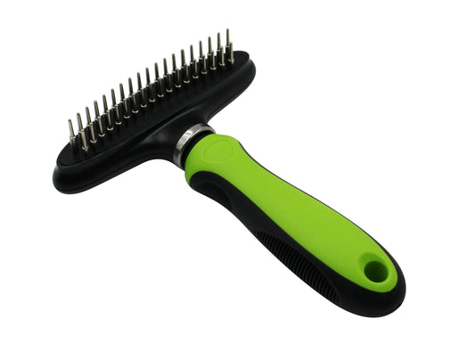 Dual-Row Pet Grooming Rake with Flexible Hinge - View 2