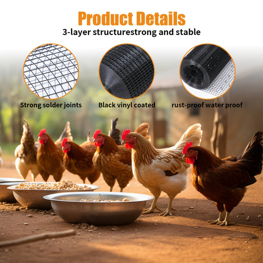 [Vinyl Coated Wire Fence] Black Hardware Cloth HOME PVC Vinyl Coated Weld Wire Fence Chicken Wire Mesh Roll19 Gauge Garden