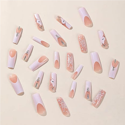 Deer and Snowflake Press-On Nail Set - 24 Pieces