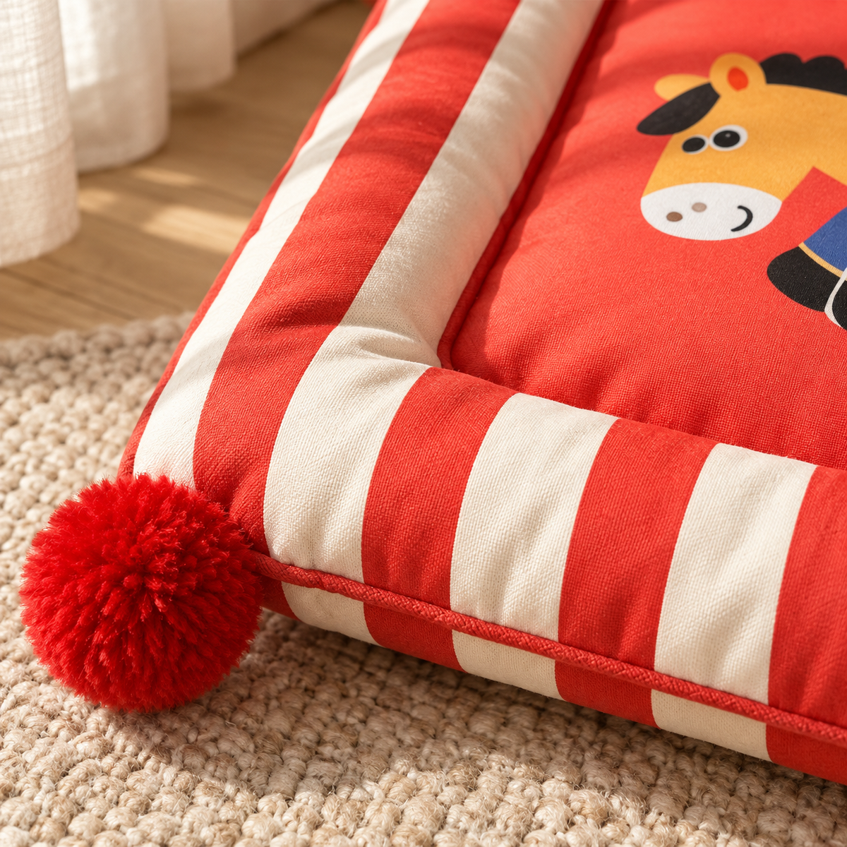 Striped Pet Bed with Removable Cover - product view 3