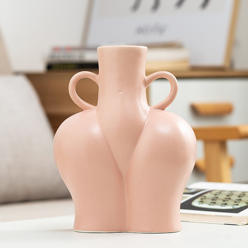 Sculptural Double-Handle Ceramic Vase