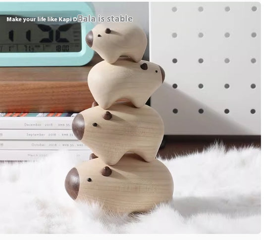 Stacking Capybara Wood Figurine Set