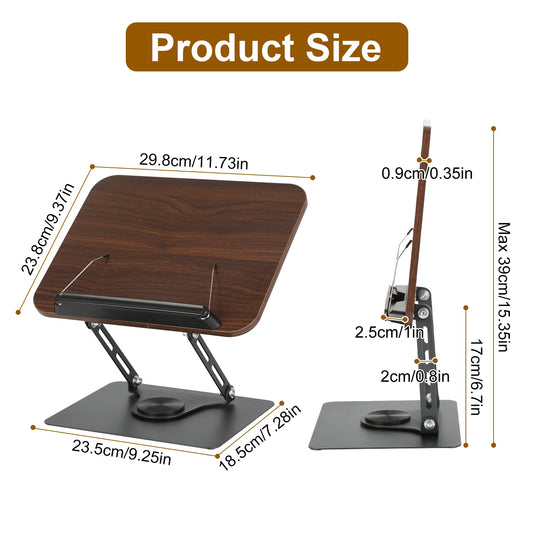 Rotating MDF Reading Stand with Adjustable Steel Arm