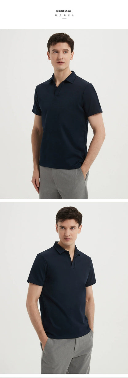 Men's Short-Sleeve Open-Collar Polo Shirt