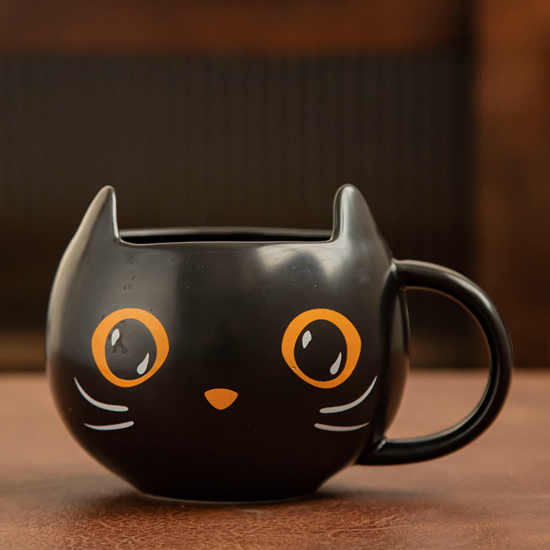 Black Cat Ceramic Mug with Hat Lid