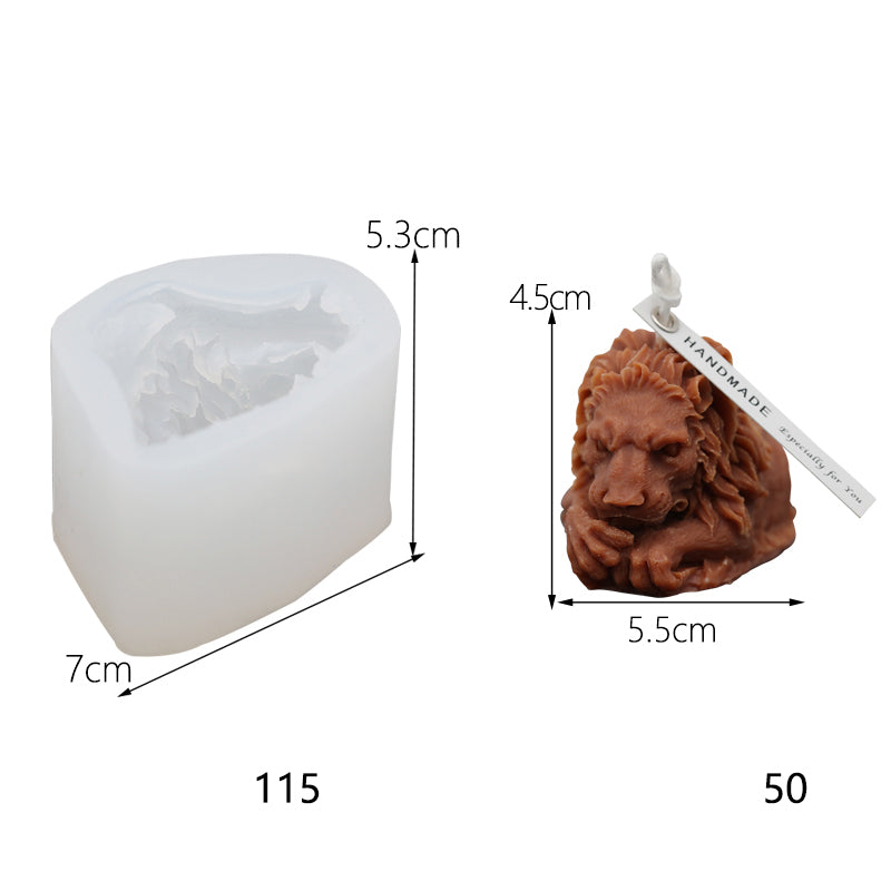 Lion Head Silicone Candle Mold. Finished candle examples may be shown; wax, wicks and candles are not included.