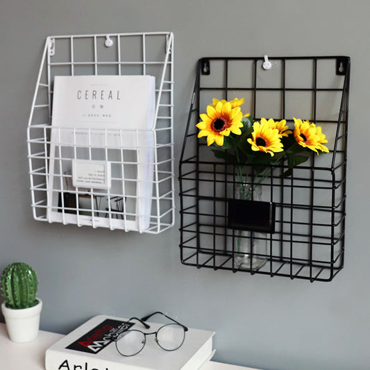 Grid-Wire Wall Magazine Pocket with Label Frame