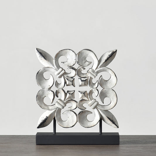 White Carved Wood Ornament on Stand