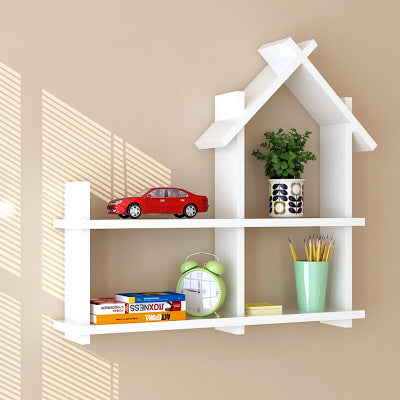 House-Shaped Wall Display Shelf with Open Compartments
