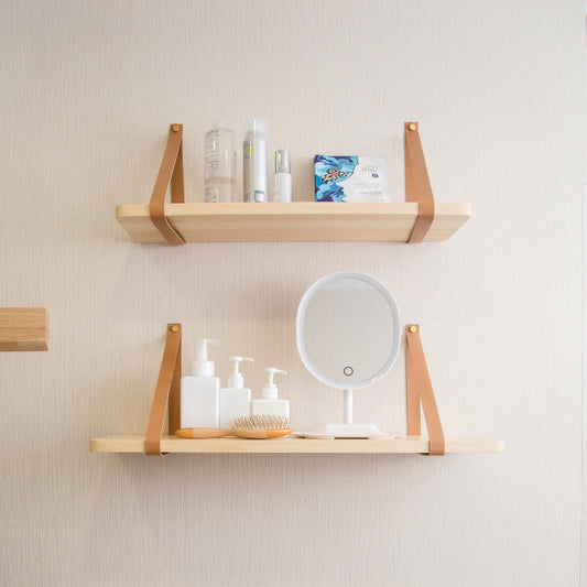 Pine Wall Shelf with Hanging Straps, 50 x 16 cm
