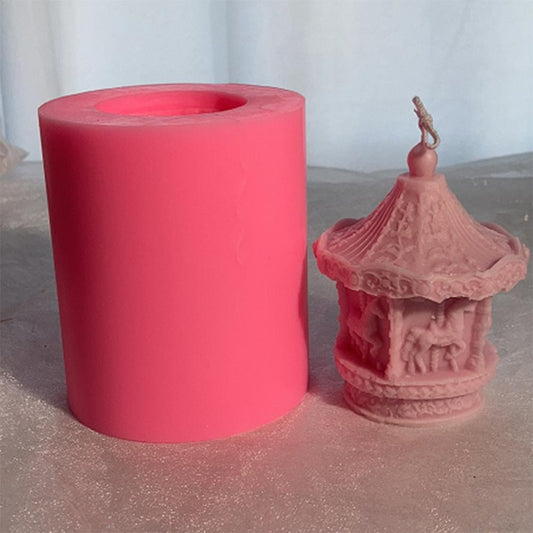Carousel Horse Silicone Candle Mold. Finished candle examples may be shown; wax, wicks and candles are not included.