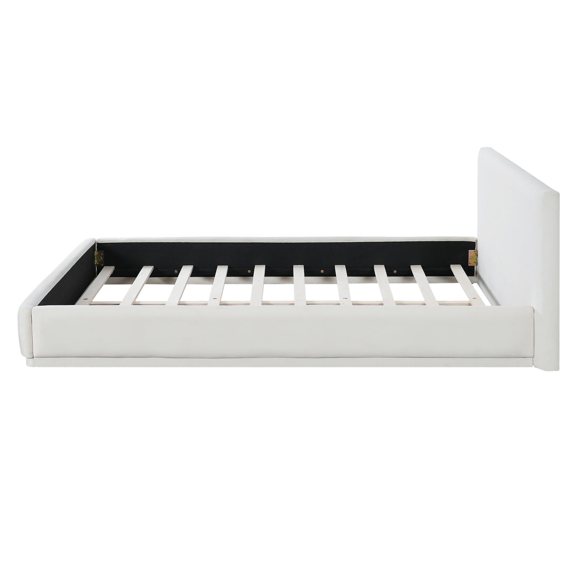 White Upholstered King Bed Frame