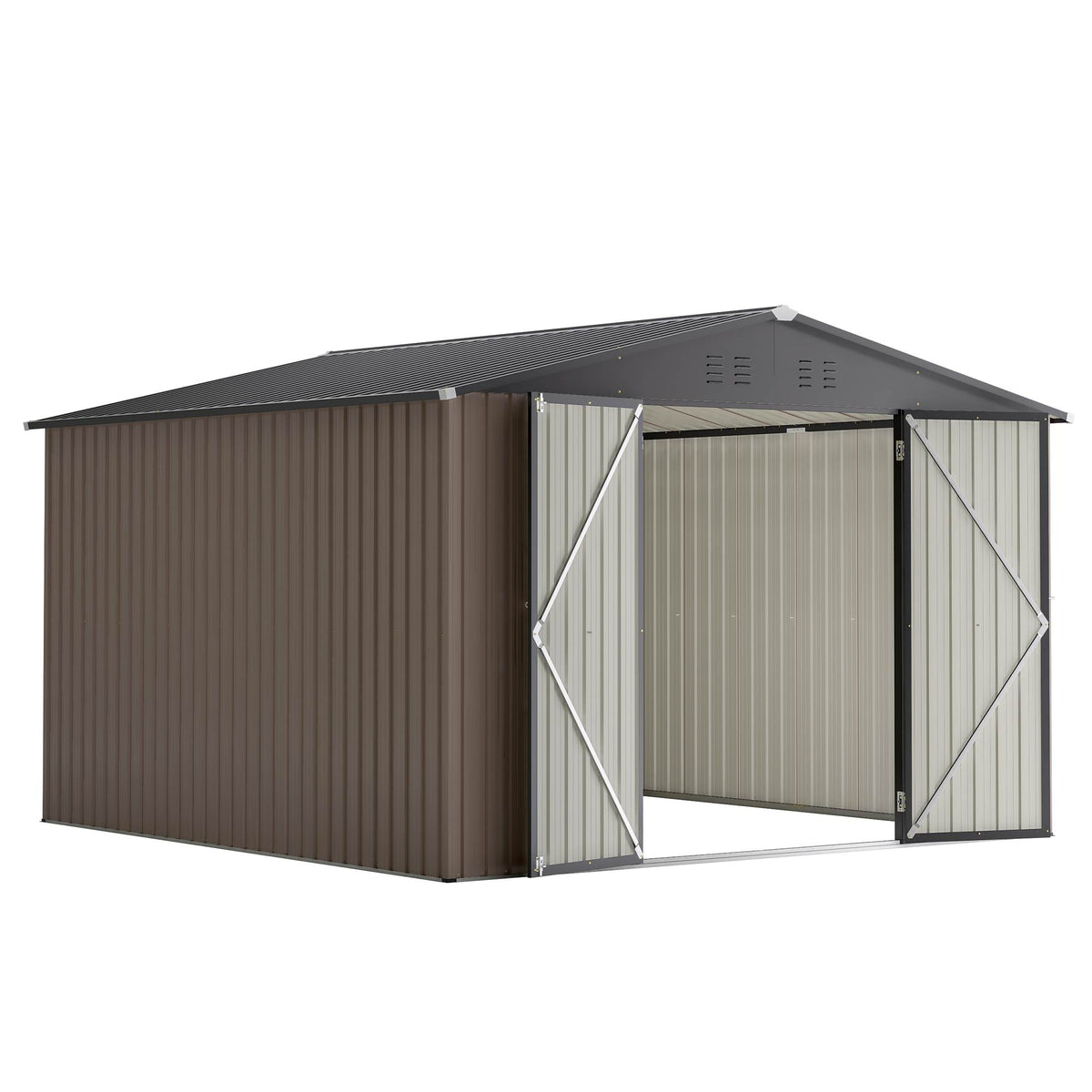 Brown Metal Garden Storage Shed