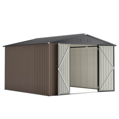 Brown Metal Garden Storage Shed