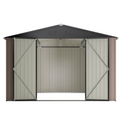 Brown Metal Garden Storage Shed