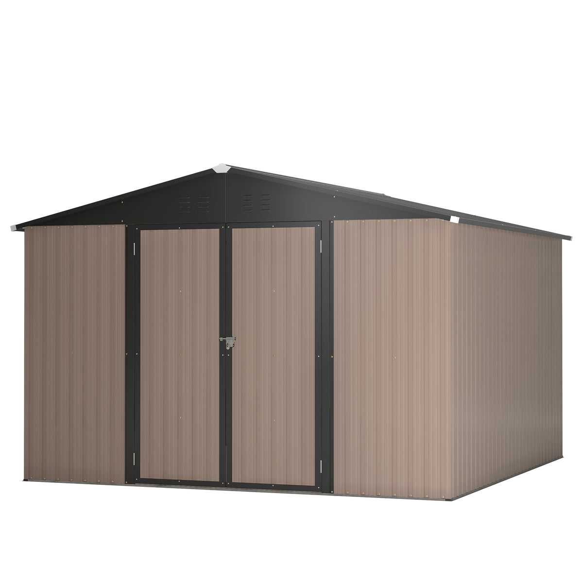 Brown Metal Garden Storage Shed
