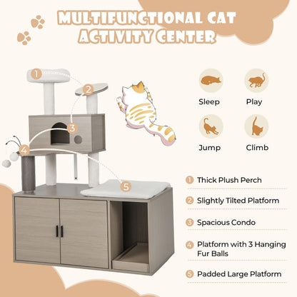 Cat Tower with Lower Litter Enclosure - View 6