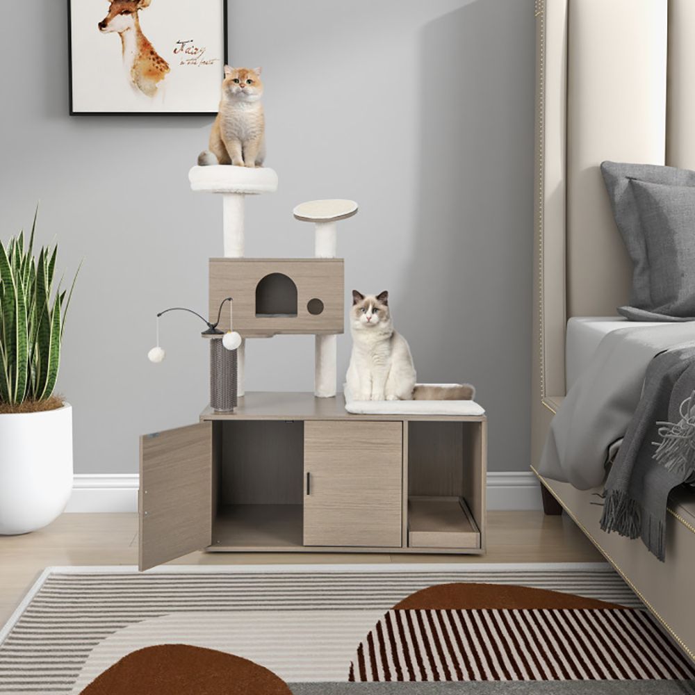 Cat Tower with Lower Litter Enclosure - View 3