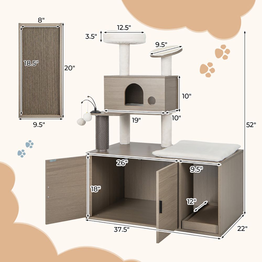 Cat Tower with Lower Litter Enclosure - View 5