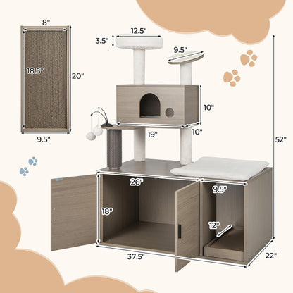 Cat Tower with Lower Litter Enclosure - View 5