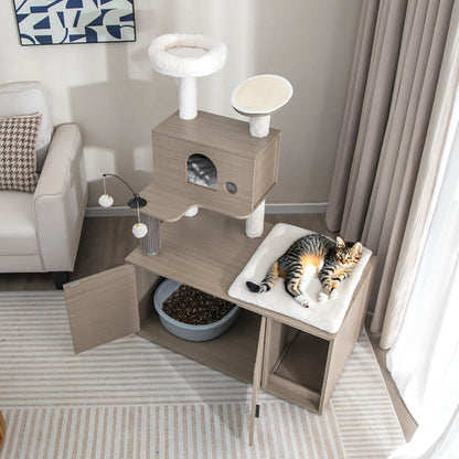 Cat Tower with Lower Litter Enclosure - View 2