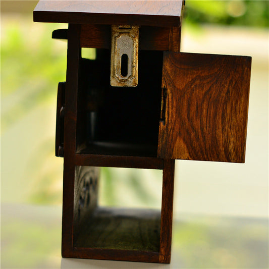 House-Shaped Wooden Letter Box