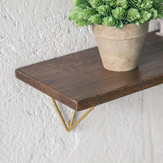 Wood Wall Shelf with Metal Triangle Brackets