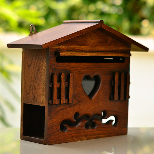 House-Shaped Wooden Letter Box