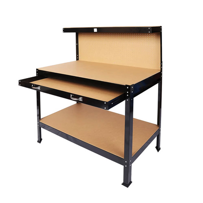 Steel Workbench with Drawer and Pegboard