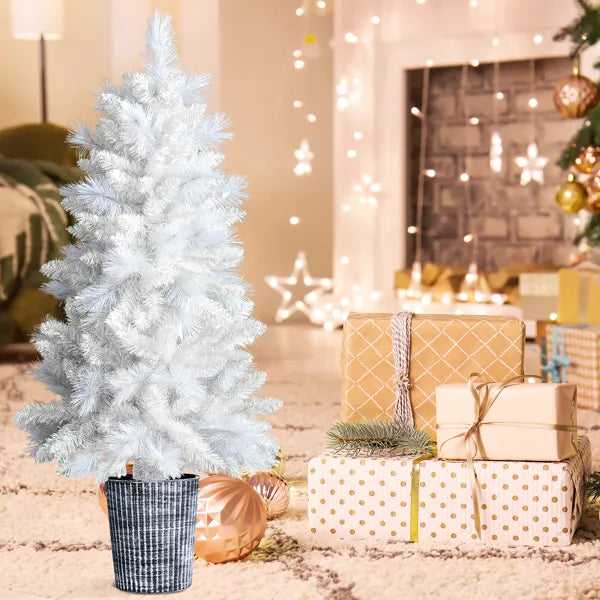 Four-Foot White Artificial Christmas Tree in Pot