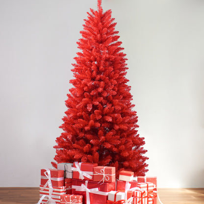 Seven-Foot Red Artificial Christmas Tree