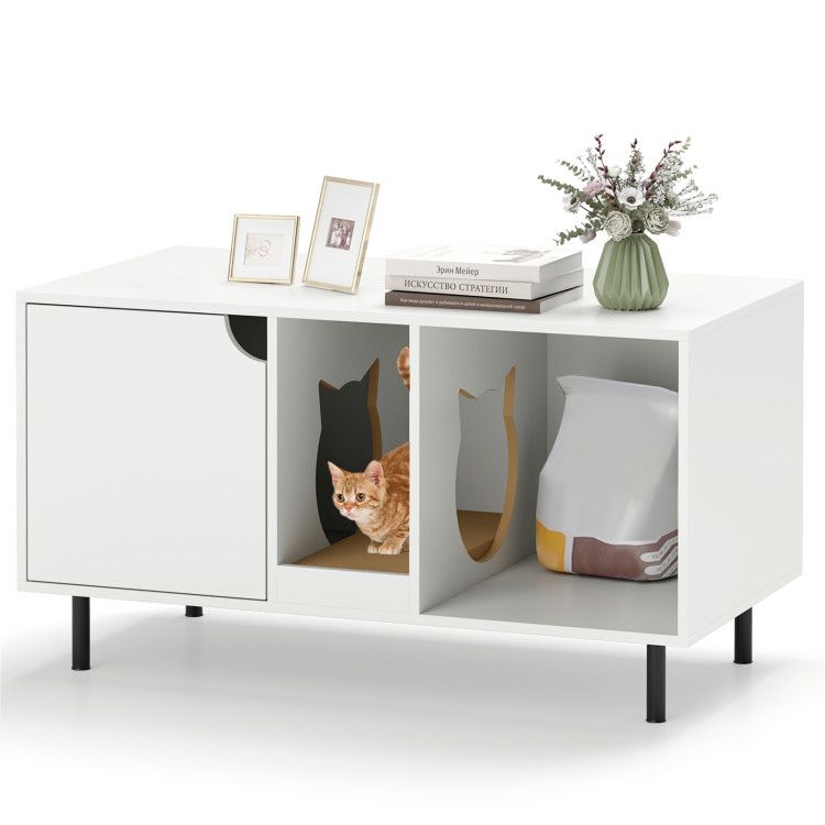 40-Inch Litter Box Enclosure with Two Compartments - View 1