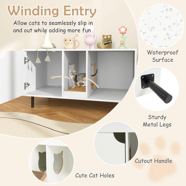 40-Inch Litter Box Enclosure with Two Compartments - View 4