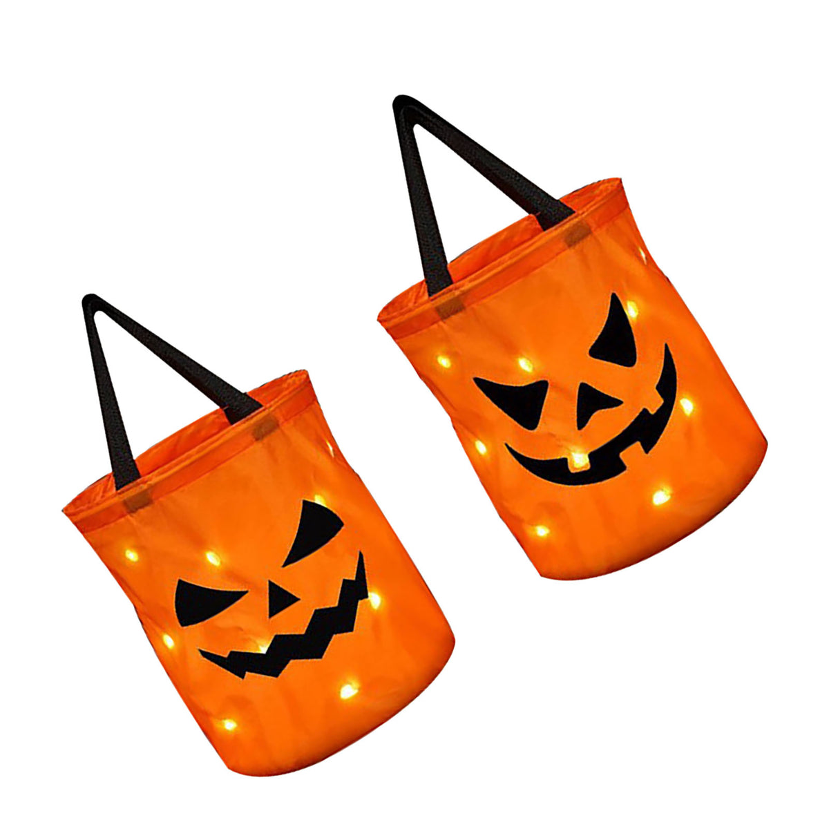 Halloween Light-Up Pumpkin Treat Bags, Set of 2