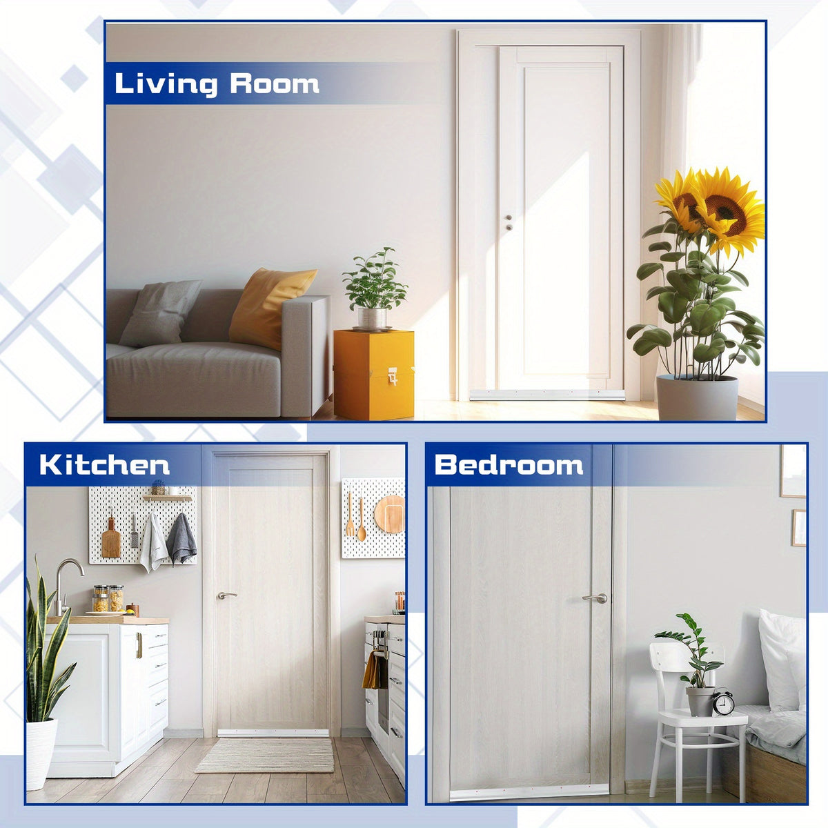 [Metal Door Draft Stopper] 2pcs 36 Inches Metal Door Draft Stopper, Door Sweep, Mouse Stopper, Mice Seal Strip, Aluminum,